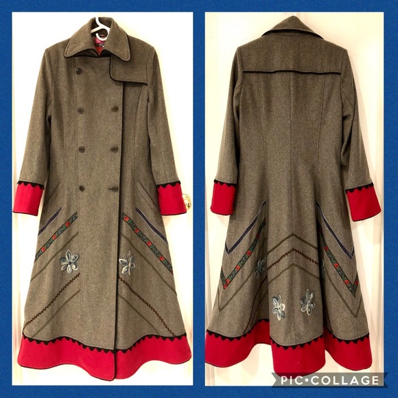 Oilily Jackets & Blazers - Oilily Embroidered Double Breasted Wool Coat